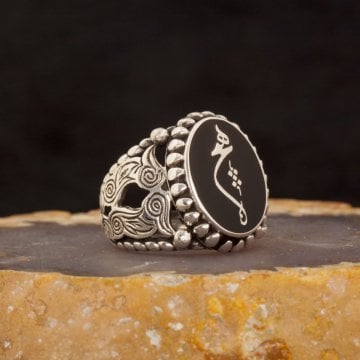 Siyah Mine İçi Hiç El İşi Gümüş Yüzük