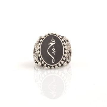 Siyah Mine İçi Hiç El İşi Gümüş Yüzük