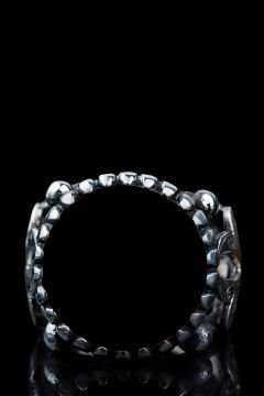 Oniks Taşlı El İşi Zambak Desenli Gümüş Yüzük