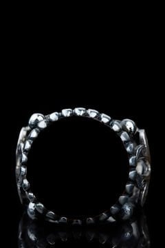 Oniks Taşlı El İşi Zambak Desenli Gümüş Yüzük