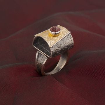 Turmalin Taşlı El İşi Özel Tasarım Gümüş Yüzük