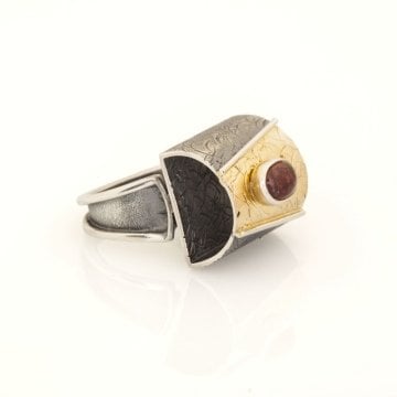 Turmalin Taşlı El İşi Özel Tasarım Gümüş Yüzük