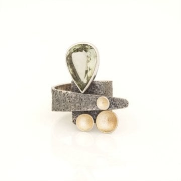 Yeşil Ametist Taşlı El İşi Tasarım Gümüş Yüzük