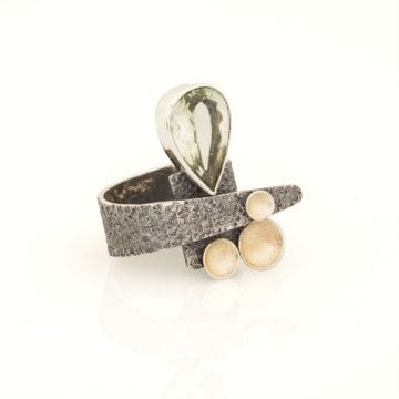 Yeşil Ametist Taşlı El İşi Tasarım Gümüş Yüzük