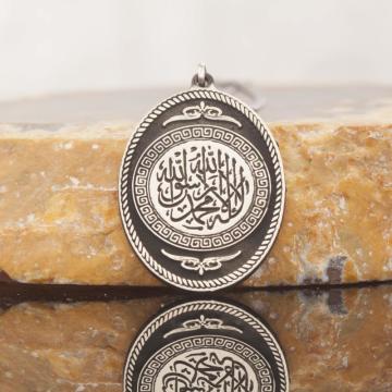 Kelime-i Tevhid Yazılı Gümüş Kolye