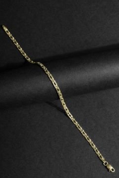 Kuşgözü Model Gümüş 3,30 mm Genişlik Bileklik 19 Cm - Altın Rengi