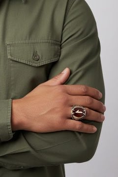 Pençe Model Akik Taşı Üzerine Elif Gümüş Yüzük