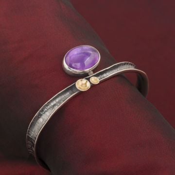 Ametist El İşi Özel Tasarım Gümüş Bileklik