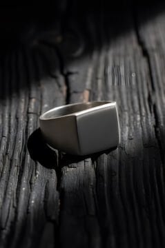 Mat Kare Model Gümüş Erkek Şövalye Yüzüğü