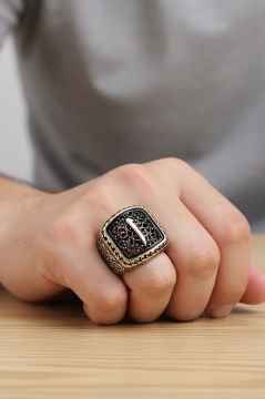 Kalem İşlemeli Elif Model Taşsız Gümüş Yüzük