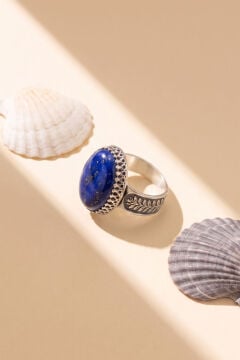 Bereket Model Lapis Lazuli Taşlı El İşçiliği Gümüş Kadın Yüzük