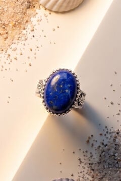 Bereket Model Lapis Lazuli Taşlı El İşçiliği Gümüş Kadın Yüzük