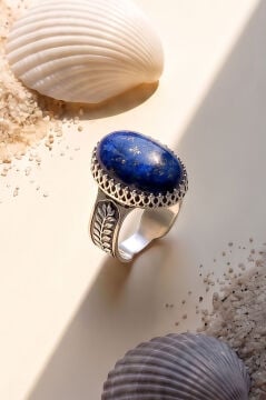 Bereket Model Lapis Lazuli Taşlı El İşçiliği Gümüş Kadın Yüzük