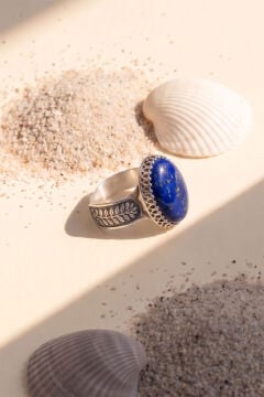Bereket Model Lapis Lazuli Taşlı El İşçiliği Gümüş Kadın Yüzük