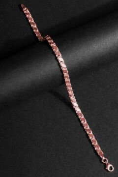 Pullu Model Gümüş 4,35 mm Genişlik Bileklik 22 Cm - Rose Rengi