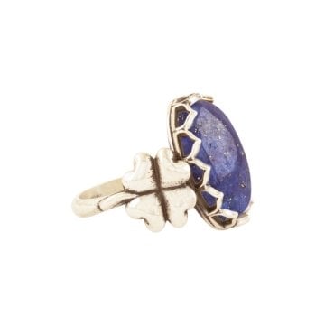 Yonca Model Lapis Lazuli Taşlı El İşi Gümüş Yüzük