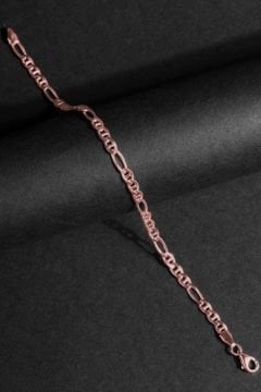Barlı Figaro Model Gümüş 3,90 mm Genişlik Bileklik 19 Cm - Rose Rengi