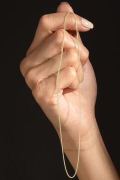 Gurmet Model Gümüş Zincir 1,10 mm Genişlik 45 Cm - Altın Rengi