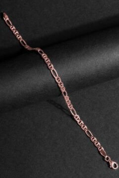 Barlı Figaro Model Gümüş 3,90 mm Genişlik Bileklik 20 Cm - Rose Rengi