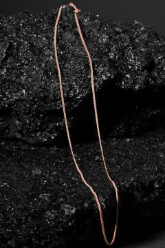 Gurmet Model Gümüş Zincir 1,10 mm Genişlik 45 Cm - Rose Rengi