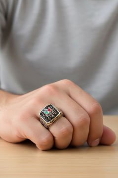 Kalem İşlemeli Devlet Arması Model Taşsız Yüzük