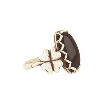 Yonca Model Oniks Taşlı El İşi Gümüş Yüzük