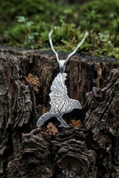 Kuzgun Model Hayat Ağacı İşlemeli Unisex Gümüş Kolye