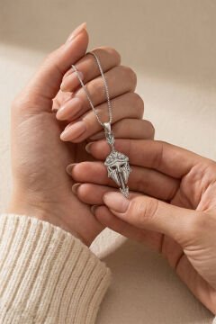 Sparta Miğferi ve Ok Model Gümüş Kolye