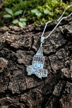 Galata Kulesi Model Gümüş Unisex Kolye