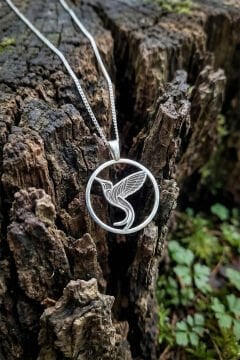 Sinek Kuşu Model Gümüş Kolye