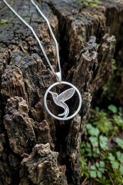 Sinek Kuşu Model Gümüş Kolye