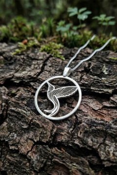 Sinek Kuşu Model Gümüş Kolye