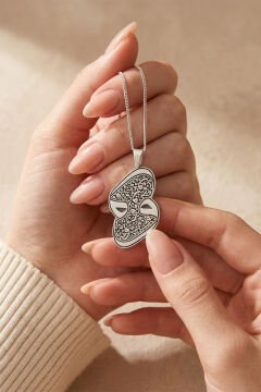 Çift Vav Model Gümüş Kolye