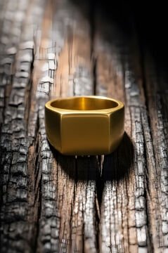 Mat Kare Model Gümüş Erkek Şövalye Yüzüğü 30 - Altın Rengi