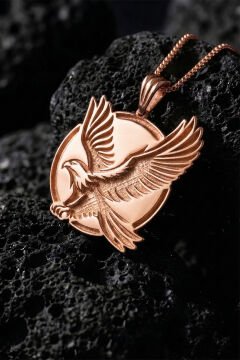 Kartal Model Unisex Gümüş Kolye Rose Rengi