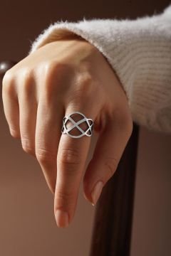 Sonsuzluk Model Sade Ayarlanabilir Gümüş Yüzük