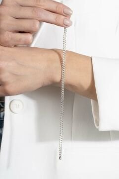 Gurmet Model Gümüş 3,75 mm Genişlik Bileklik