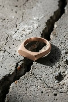 Yatay Altıgen Minimal Gümüş Erkek Şövalye Yüzüğü 30 - Rose Rengi