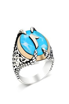 Pençe Model Firüze Taşı Üzerine Elif Gümüş Yüzük