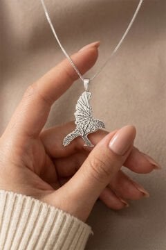 Kuzgun Model Hayat Ağacı İşlemeli Unisex Gümüş Kolye Gümüş Rengi