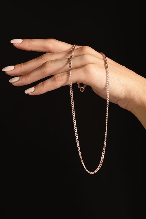 Gurmet Model Gümüş Zincir 2,80 mm Genişlik 65 Cm - Rose Rengi