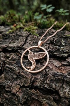 Sinek Kuşu Model Gümüş Kolye Rose Rengi