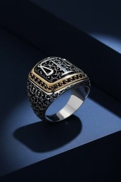 Sarmaşık Desenli Adalet Terazisi Taşsız Yüzük