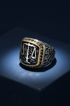 Sarmaşık Desenli Adalet Terazisi Taşsız Yüzük