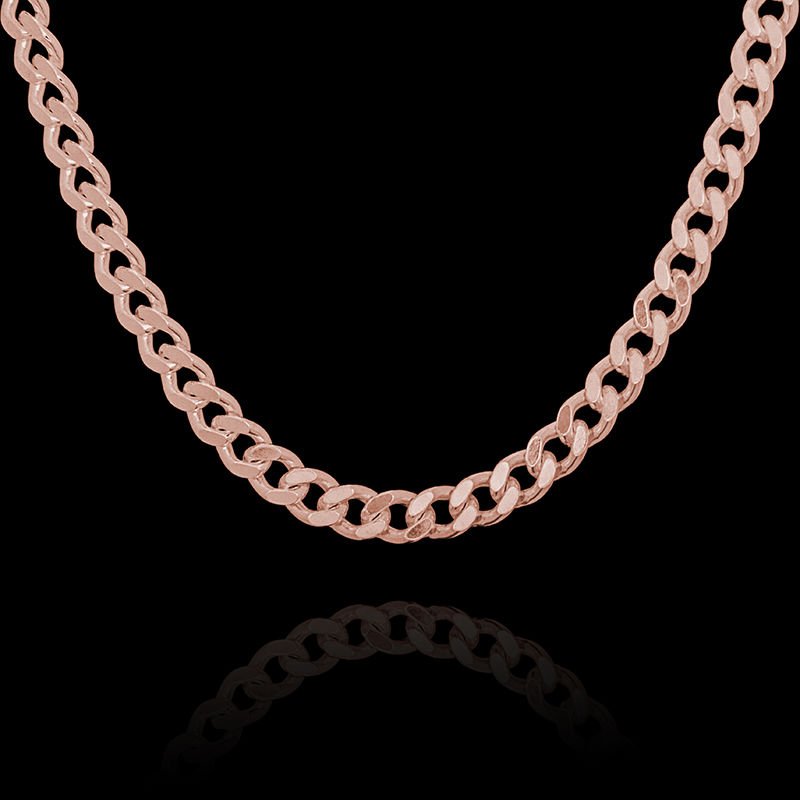 Gurmet Model Gümüş Zincir 3,75 mm Genişlik 55 Cm - Rose Rengi