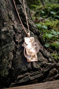 Laleli Vav Model Gümüş Unisex Kolye Rose Rengi