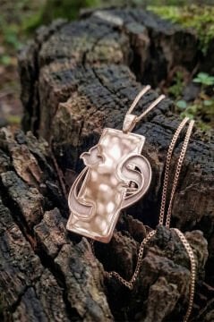 Laleli Vav Model Gümüş Unisex Kolye Rose Rengi