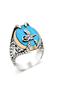 Pençe Model Firüze Taşı Üzerine Tuğra Yüzük