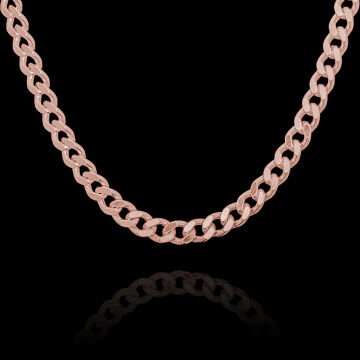 Gurmet Model Gümüş Zincir 3,75 mm Genişlik 65 Cm - Rose Rengi