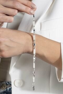 Taşlı Walter Model Gümüş 5,80 mm Genişlik Bileklik